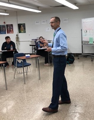 John Bevis speaking to Medical Terminology Students